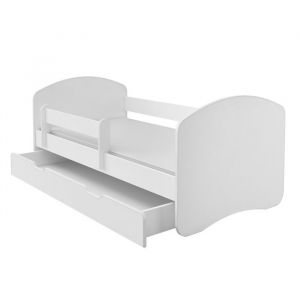 Lit Enfant Bébé 180x80 + TIROIR Matelas Sommier Gratuite Blanc ACMA II