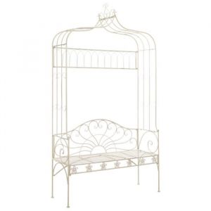 Banc de jardin - FYDUN - 95003 - Fer forg&eacute; - Blanc antique - 122 cm - 3 personnes