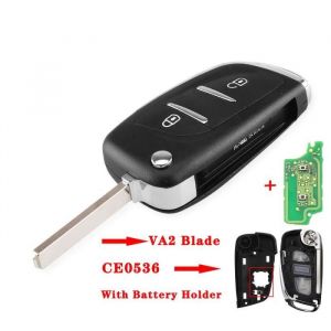 Coque cl&eacute;Dandkey cl&eacute; t&eacute;l&eacute;commande 433 boutons 407 Mhz (CE0536) transpondeur ID46 pliable non d&eacute;coup&eacute; - Type 2BT VA2 - Citroen