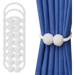 Lot de 8 Embrasse pour Rideaux Embrasse Rideau Aimantee Embrasse Rideau Bureau H&ocirc;tel avec Corde et Boule Magn&eacute;tique pour