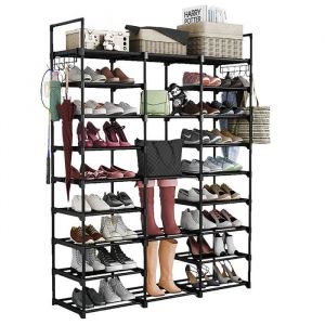 &Eacute;tag&egrave;re &agrave; Chaussures - KEDIA - 9 Niveaux - M&eacute;tal - 40 Paires - Crochets