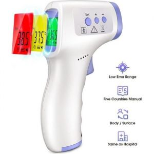 Thermom&egrave;tre Frontal Digital Sans Contact Infrarouge Mesure Frontale Lecture Code Couleur LCD Alerte Fi&egrave;vre Fonction M&eacute;moire