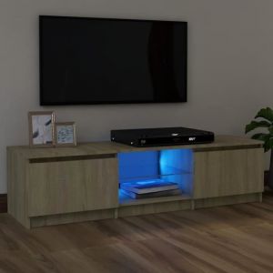 800Prime- Meuble TV avec lumières LED Table console Pour TV Contemporain - Chêne sonoma 120x30x355 cm - 120 x 30 x 355 cm