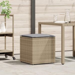 Moderne Pouf de rangement - Coffre de rangement extérieur Beige Rattan synthétique Moyen @FR(568265)