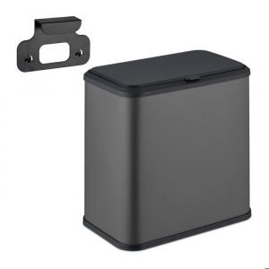 Relaxdays Superbe poubelle capacit&eacute; 5 litres plastique et m&eacute;tal pour la cuisine ou la salle de bain grise