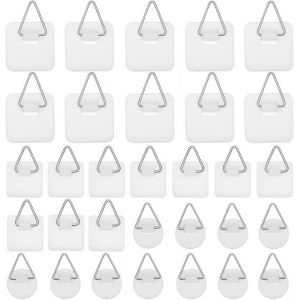 30pcs Crochet Adhesif Mural Accroche Tableau Adhesif InvisiblesAttache Murale sans PercerFixation Cadre sans Percer pour Photos