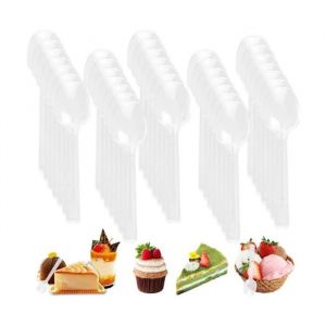 300 Pcs Cuillère en Plastique Petites Cuillères à Dessert Cuillère à Verrine 10 cm Cuillère à Entremets Transparent Portable