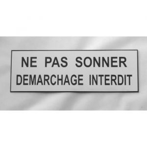 Plaque gravée adhésive NE PAS SONNER DEMARCHAGE INTERDIT 29 x 100 mm