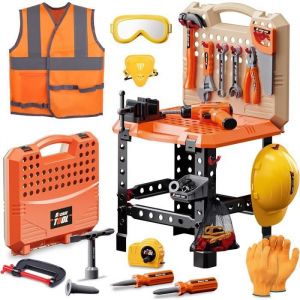 Jouet Établi Enfant De Travail Petit Bricoleur - Etabli pour Enfant avec Perceuse et Casque - Jeu dimitation Outils et Établis