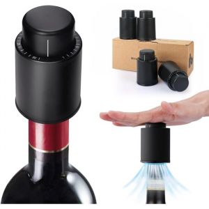 4 Pcs Bouchons de Bouteille Vin sous Vide pour Champagne/Vin Pompe &agrave; Vide &agrave; Vin avec &Eacute;chelle de Temps