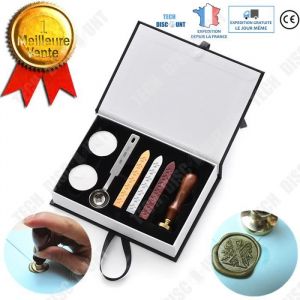 TD® boite de sceau 6 cachet de cire medieval tampon coffret set ensemble encreur cirage kit vintage invitation peinture bureau pro