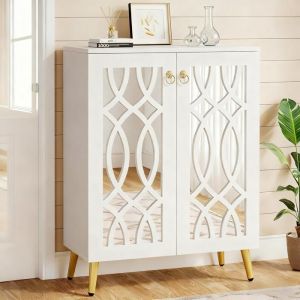 Meuble &agrave; Chaussures miroir - 5 niveaux -  2 portes  - 25 paires - pour lentr&eacute;e Le Couloir Le SalonBlanc