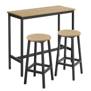 Ensemble table de bar avec 2 tabourets - Table haute avec tabourets de bar - Set moderne 3 pi&egrave;ces - Sonoma/Noir
