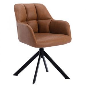Wahson Chaise de Bureau en Cuir PU Fauteuil de Bureau avec Pied Métal Chaise Bureau Erconomique pour Salon et Chambre Marron