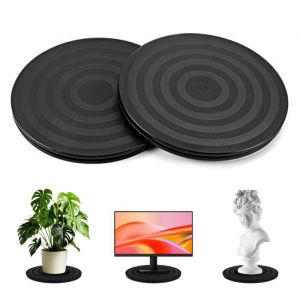 2 Pcs Tourne-Disque Rotatif &agrave; 360&deg;Plateau PivotantTV Support Pivotant Plateau Universel Rond Plateau Tournant Manuel 20cm