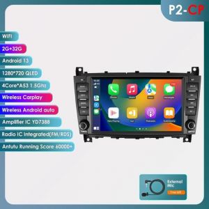2G+32G Carplay Android 13 GPS Autoradio pour  Mercedes Benz C-Class W203/CLC W203 2din WIFI Bluetooth RDS