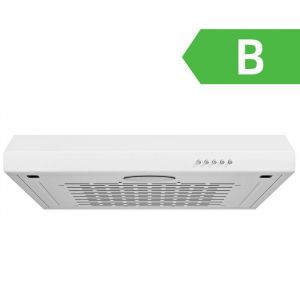 Hotte Aspirante Casquette Visi&egrave;re 60cm FIREGAS -3 Vitesses - &Eacute;vacuation et Recyclage - Classe B - Filtre en Coton - Blanc