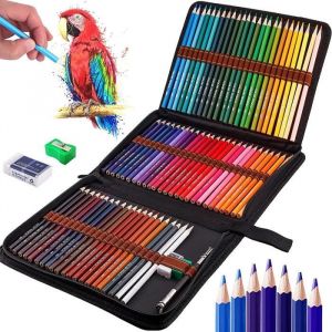 Crayons De Couleur72Pcs Professionnel Crayons DessinInclus Gommes Taille-crayon et Rallonge de Crayon