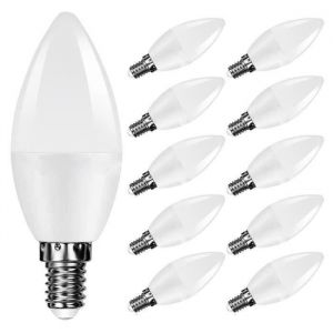 Lot de 10 5W Ampoule Led Culot E14 Bougie Blanc Chaud 3000K 600lm AC220V-265V Equivalent 40W Halog&egrave;ne Ampoule Non Dimmable
