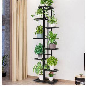 Étagère à Plante Porte Plante Multifonction Créatif Escalier à Fleurs Décoratif H 91cm gris