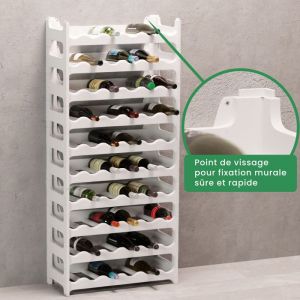 Casier à bouteilles modulable ARTECSIS 60 Bouteilles – Cave à vin en plastique 60x28x132 cm (LxlxH) Blanc - Range bouteille