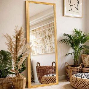 Miroir carr&eacute; pleine longueur miroir haute d&eacute;finition r&eacute;glage flexible durable &agrave; la mode et polyvalent 160x50cm marron