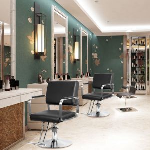 Fauteuil de Coiffeur Fauteuil de barbier avec repose pieds rotatif a 360 degresHauteur réglable 93cm-100cmCharge 150kg
