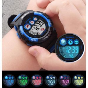 Montre Sport homme enfant garçons marque étanche numerique digital LED watch Noir - Cadeaux