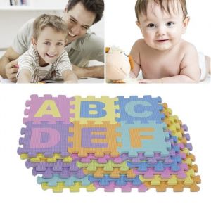 Tapis de Puzzle Mousse pour Bébé - QIAN - 36 Pièces - Lettres et Chiffres - Multicolore