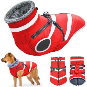 Manteau imperm&eacute;able pour chien - VETOBIOL - 4XL - Rouge - Polyester - Doublure en polaire - R&eacute;fl&eacute;chissant