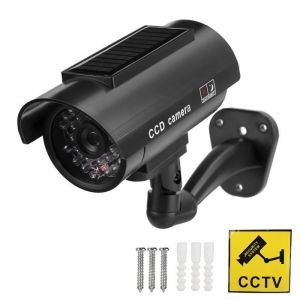 Caméra factice à énergie Solaire Fausse caméra à énergie Solaire caméra de sécurité factice réaliste étanche CCTV avec lumi HB058