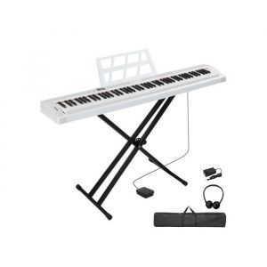 LALAHO-Piano numérique 88 touches avec casque standavec Fonction MIDI et Bluetooth - Blanc+ Noir