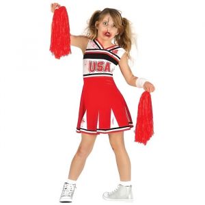 Déguisement Pom Pom Girl Zombie Enfant - NO NAME - Modèle Zombie - Polyester - Rouge