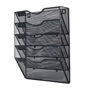 Porte-revues mural &agrave; 5 compartiments Rangement mural Porte-revues et lettres A4 pour l&eacute;cole et le bureau M&eacute;tal noir