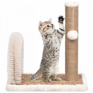 Arbre &agrave; chat - vidaXL - Brosse de toilettage - Grattoir - Brun