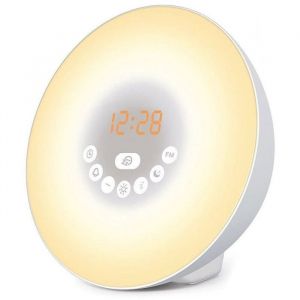 R&eacute;veil Simulateur dAube et de Cr&eacute;puscule - Lumi&egrave;re d&Eacute;veil Ambiance Couleur Changeante Veilleuse Radio FM - 1 Pi&egrave;ce