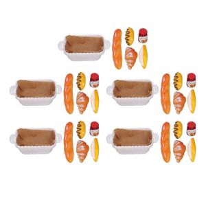 Lot de 5 miniatures pour maison de poup&eacute;e simulation de nourriture bouteille de ketchup pain mini jouets alimentaires pour