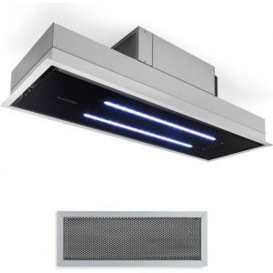 Hotte aspirante de plafond Klarstein 90cm - 410m3/h - 3 niveaux - Télécommande - Sans évacuation - Ilot - Noire