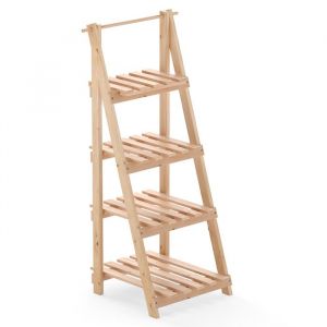 Support de Plantes dIntérieur - RELAX4LIFE - Bois de Sapin - Étagère pour Plantes en Escalier à 4 Niveaux -Charge 120KG - Naturel