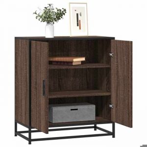 SALE 2025Meuble bas bahut vaisselier - Buffet - Chêne marron - 68x35x76 cm - bois dingénierie et métal25 Kg 8053