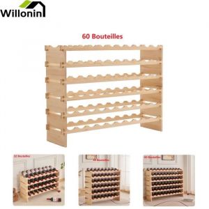 Willonin&reg; Casier pour range Bouteilles Etag&egrave;re de rangement en Bois Cave &agrave; Vin 60 Bouteilles pour cuisine 110 x 30 x 80.5 cm