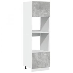 Soldes FlottantsSupport micro-ondes 1 PCS - Cabinet/Meuble bas de cuisine - Lyon Gris b&eacute;ton 60x57x207cm Bois ding&eacute;nierie 942539