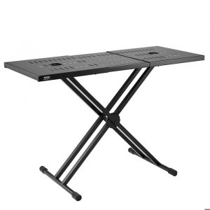 Table DJ avec Support Portable pour Ordinateur Portable-VEVOR - Hauteur Réglable Support de Clavier et Table Pliables Double X