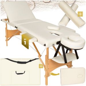 Table de massage - TECTAKE - Table de soin DANIEL piante et réglable en hauteur 3 zones 210 x 95 x 52 - 84 cm - Beige