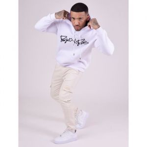 Pantalon cargo blanc PROJECT X PARIS avec logo miroir pour homme