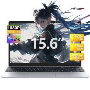 PC portable 156 pouces Intel Celeron N5095 (4C/4T jusqu&agrave; 29 GHz) Windows 11 PRO 16 Go DDR4 RAM 512 Go SSD WiFi5/BT4.2