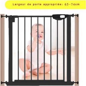 Barrière de Sécurité Extensible EnfantBarrière Pour Bebe ou Animaux (Largeur de Porte 65-74 cm) Noir
