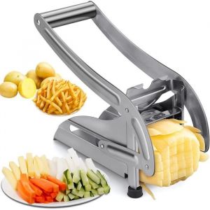 Coupe Frite ProfessionnelCoupe L&eacute;gumes ManuelCoupe Frites Acier Inoxydable Decoupe Frite avec 2 Lames