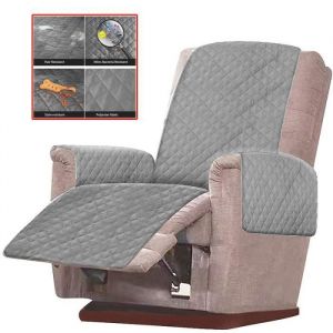 Housse Fauteuil Protecteur MaluHousse MatelasseR&eacute;versibleBottlewise Housse Fauteuil Relax Matelass&eacute; Antid&eacute;rapant-Gris