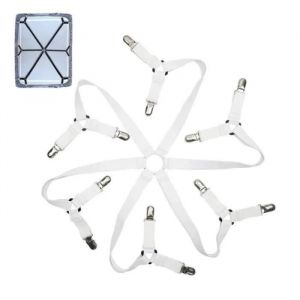 Porte-Drap R&eacute;glable Elastique 12 Clips Fixe Porte-Matelas Clip Fixe Couverture Couvertures Grippeurs Fixe Sangle